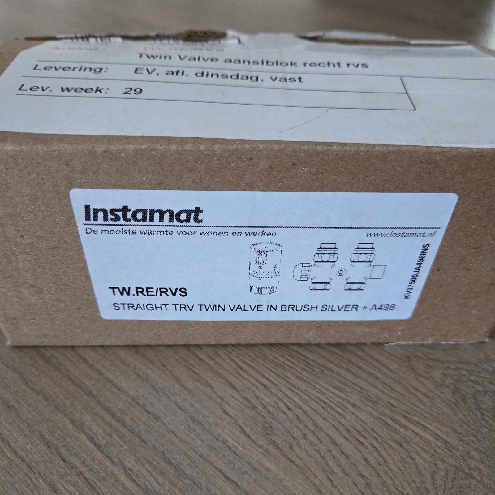 Instamat Twin Valve aansluitblok recht RVS, Verzenden, Radiator, Nieuw, Minder dan 60 cm