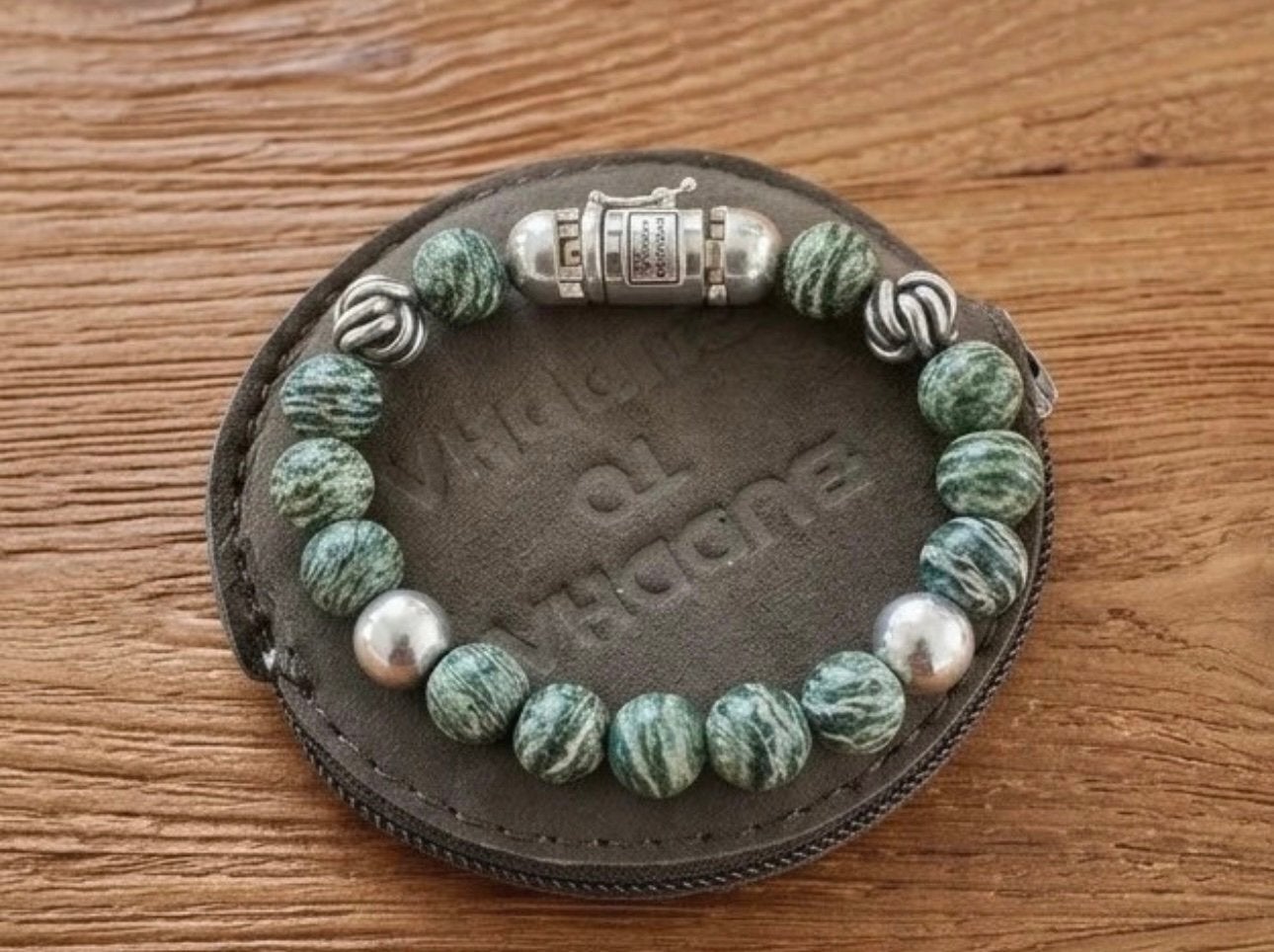 Buddha To Buddha Green Zebra Jasper armband, Ophalen of Verzenden, Zo goed als nieuw, Zilver