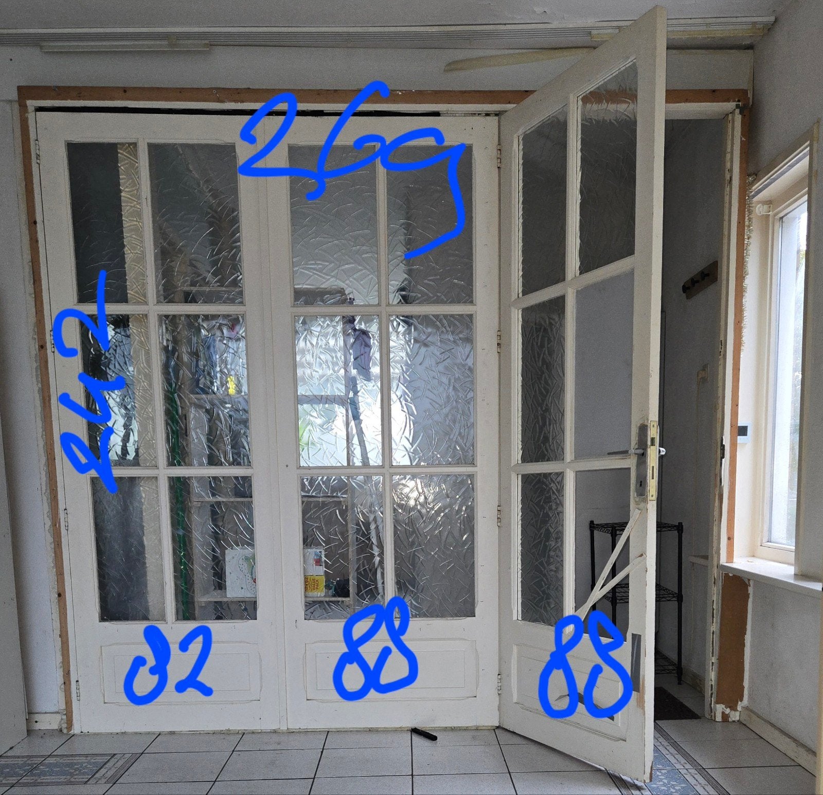 tussenwand, deur, scheidingswand met glas, vouwdeuren, Ophalen, Gebruikt, Binnendeur, Glas
