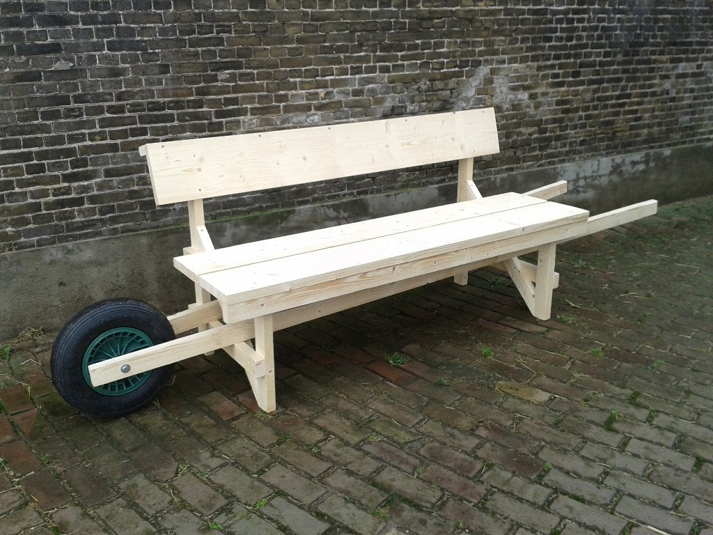 verrijdbare tuinbank kruiwagenbank steigerhout, Tuin en Terras, Tuinbanken, Nieuw, Hout, Ophalen of Verzenden