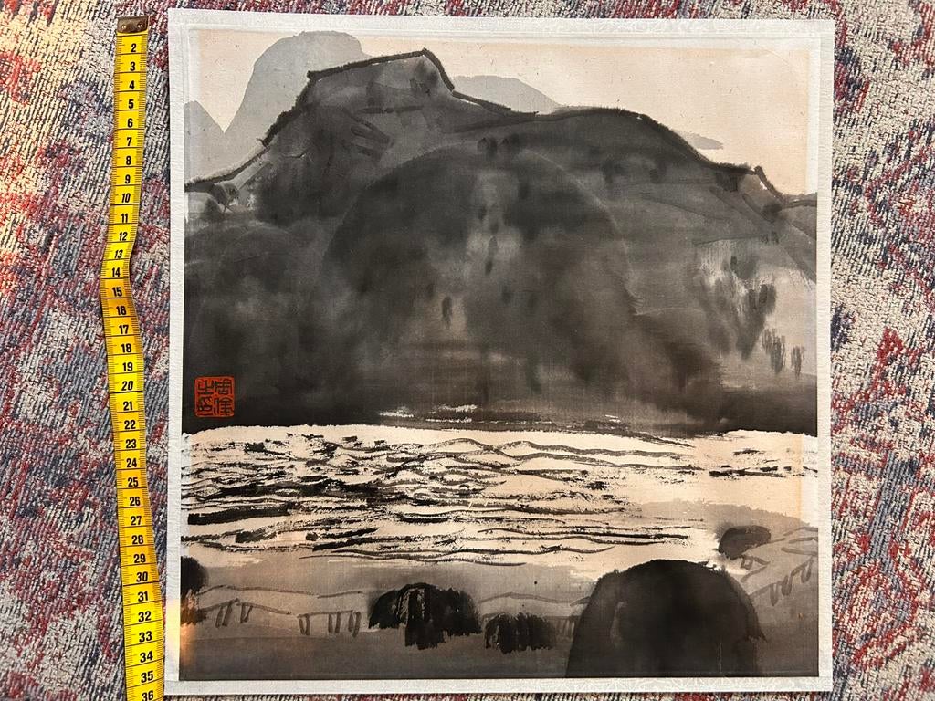 Chinese inkt wash Sumi-e  met zegel, Ophalen of Verzenden