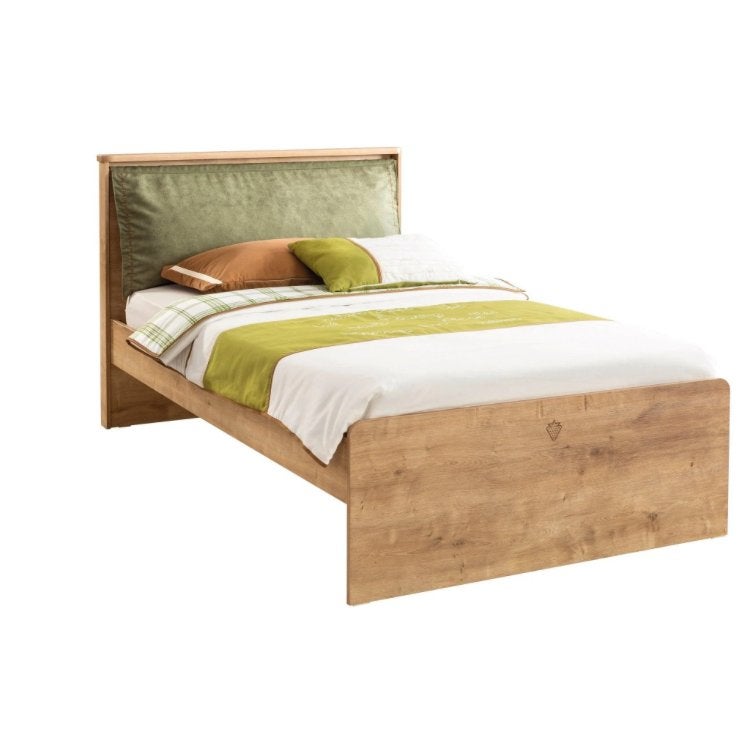 Eenpersoonsbed Cilek met afneembaar hoofdbordkussen, Ophalen, 90 cm, Eenpersoons, Bruin