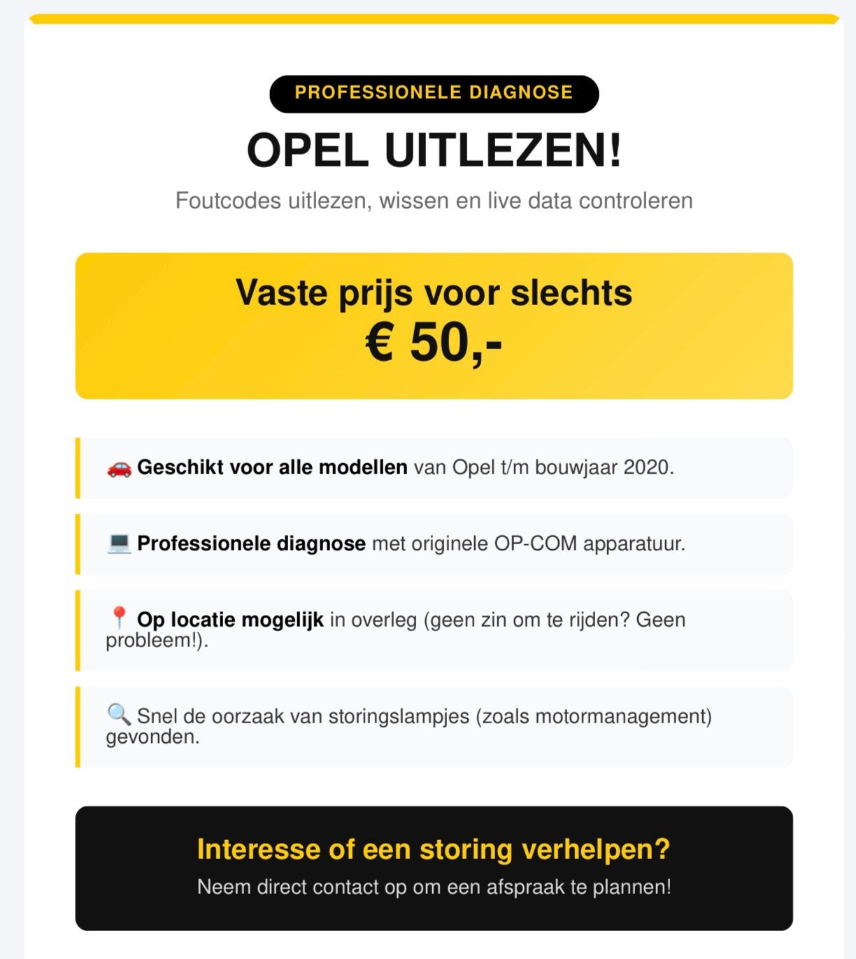 Uw opel laten uitlezen Met dealer software?, Ophalen, Nieuw, Opel