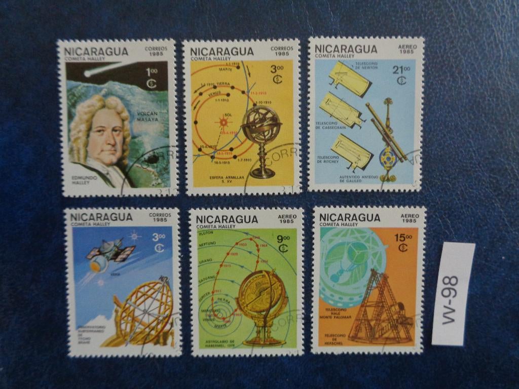 nicaragua - halley's comet 1985 (vv-98), Postzegels en Munten, Ophalen of Verzenden, Gestempeld, Noord-Amerika