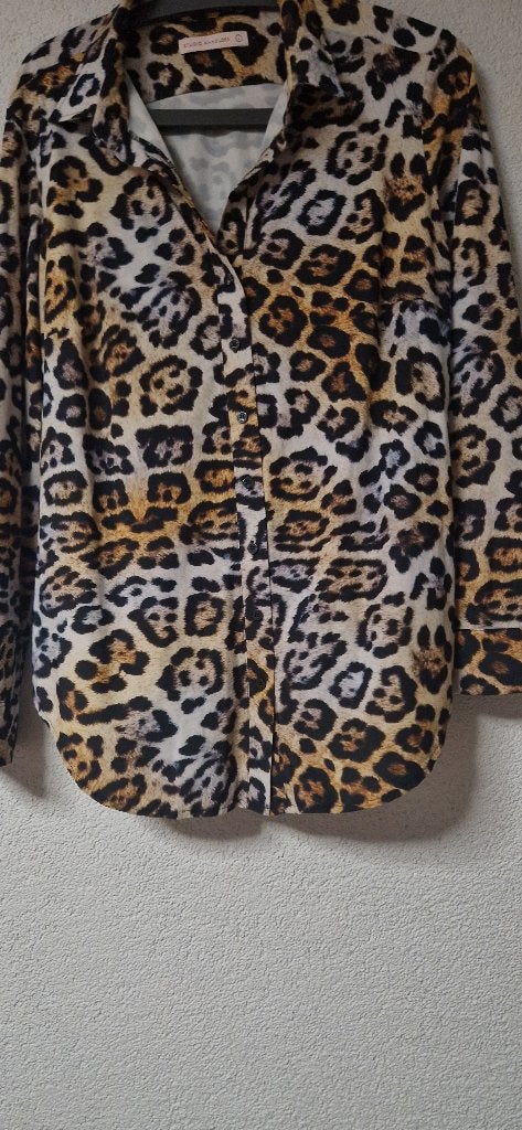 Studio Anneloes panterprint travel blouse Maat L, Studio Anneloes, Maat 42/44 (L), Zo goed als nieuw, Meerkleurig