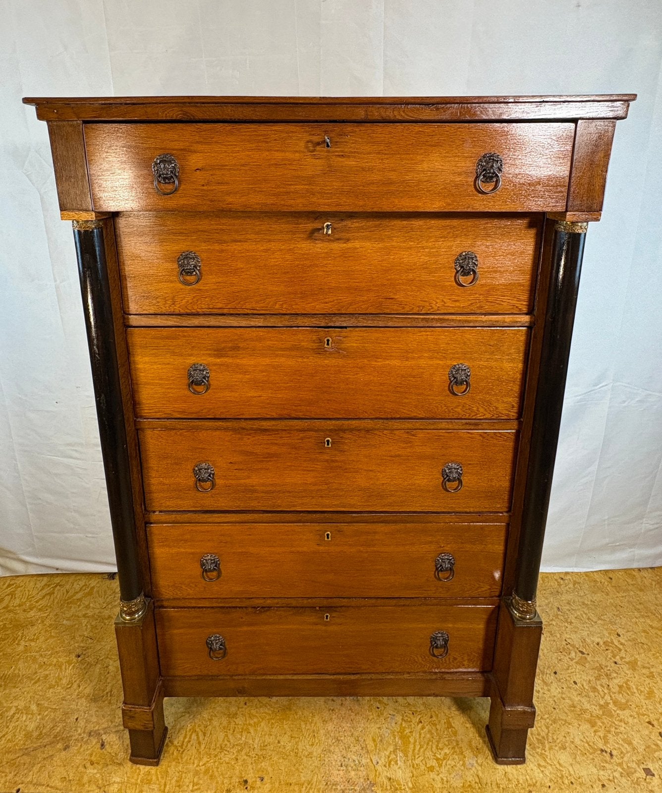 Gratis bezorging!Antieke eiken ladekast Empire-stijl 1820, Gebruikt, 100 tot 150 cm, -, Eikenhout