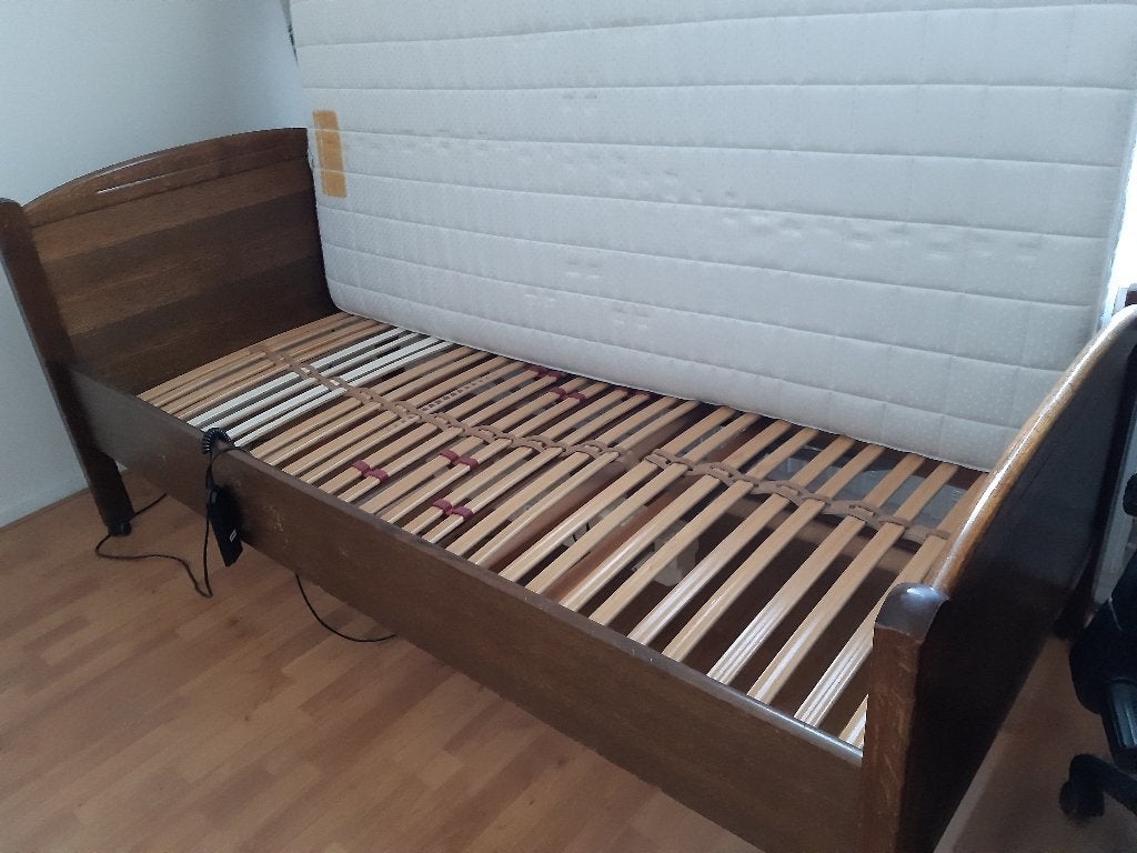 Seniorenbed, Ophalen, 90 cm, Eenpersoons, Bruin