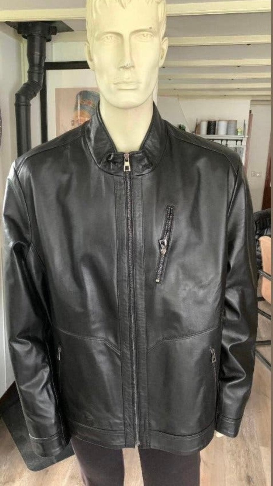 Heren zomer jas lams leder maat 8 XL., Ophalen, Nieuw, Maat 56/58 (XL), Zwart