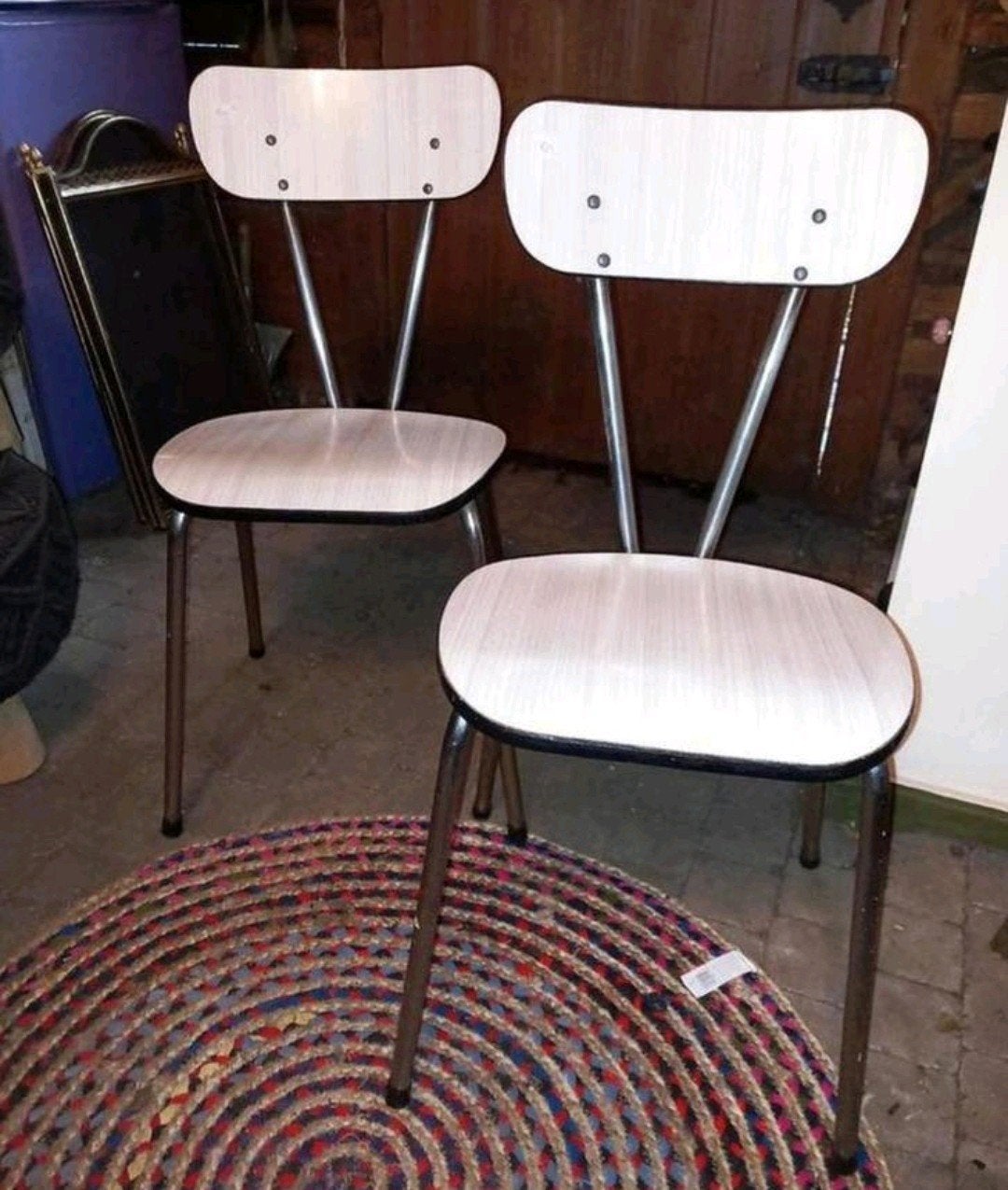 Vintage Formica Stoeltjes - Set van 2, Antiek en Kunst, Antiek | Meubels | Stoelen en Banken, Ophalen of Verzenden