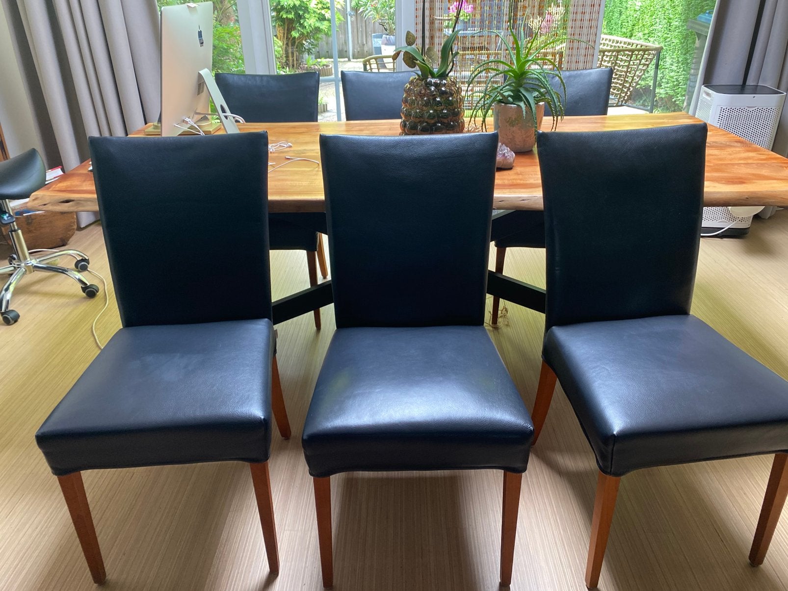 6 prachtige zwart leren stoelen onbeschadigd, Ophalen of Verzenden, Zo goed als nieuw, Zwart, Leer