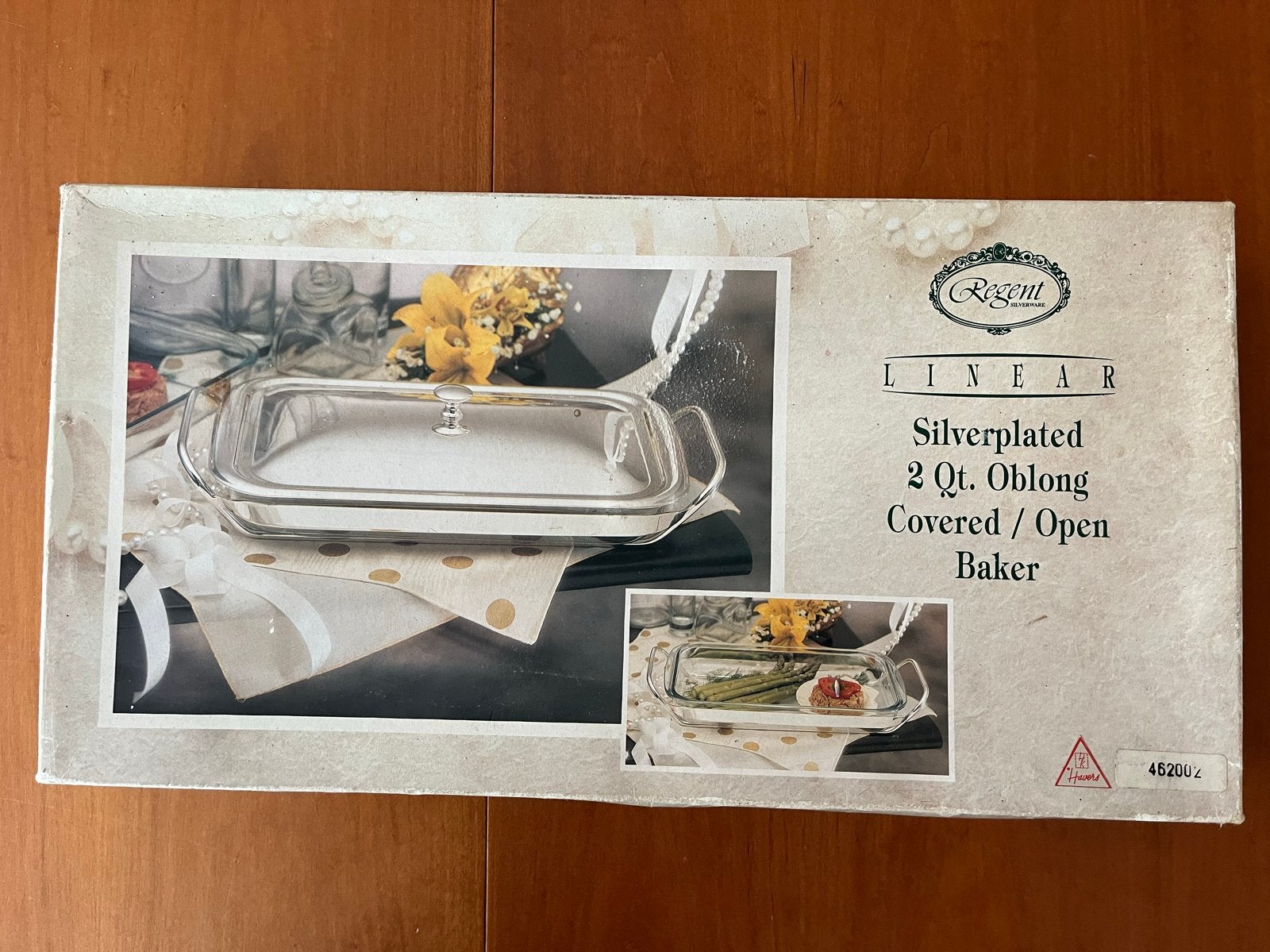 Glazen ovenschaal met zilverkleurige houder en deksel, Ophalen, Zilver, Zo goed als nieuw, Overige merken