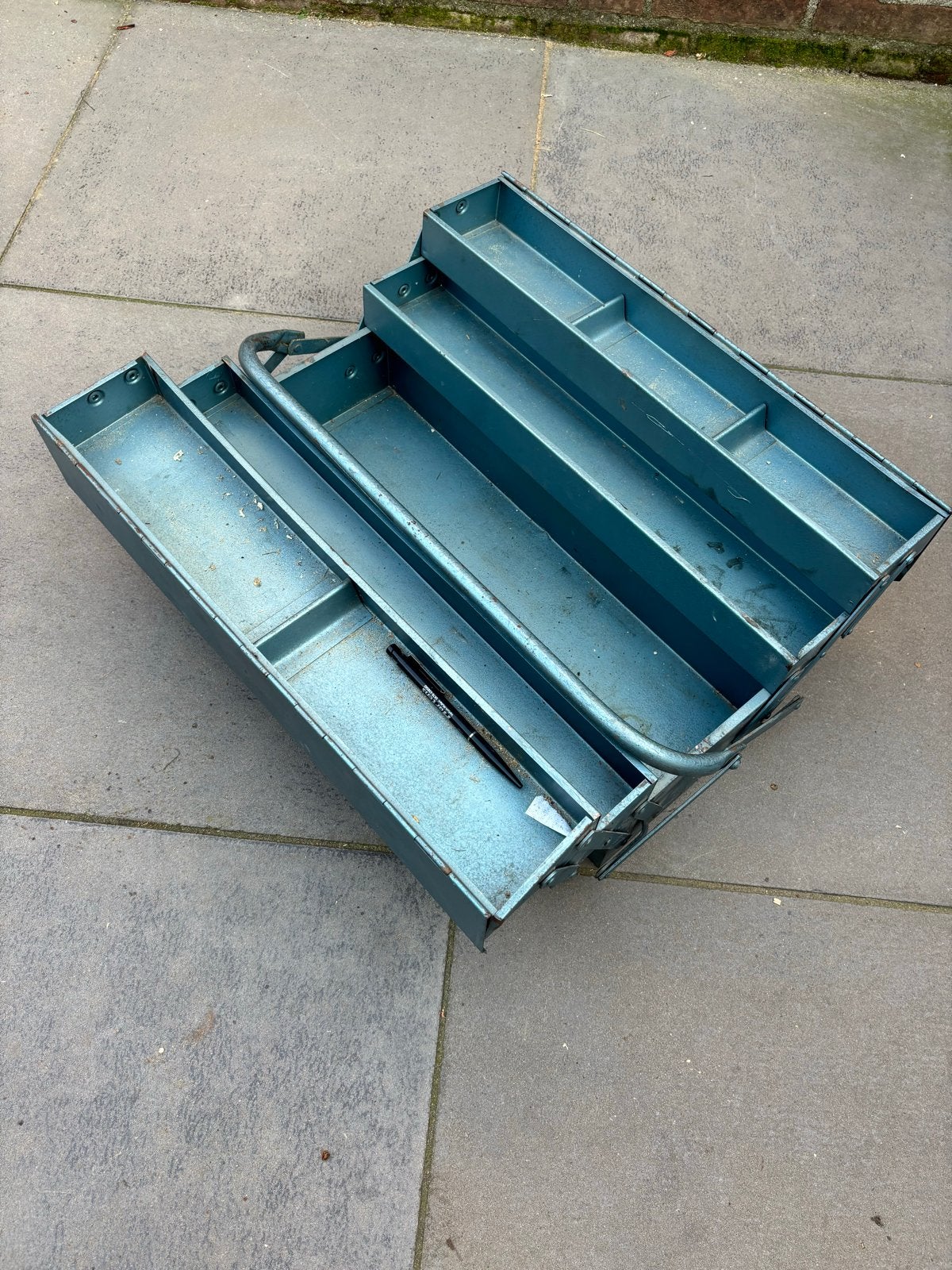 Vintage metalen gereedschapskist - Blauw