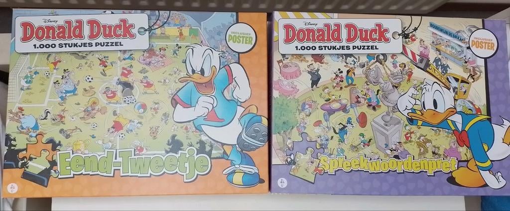 2x Donald Duck Puzzels 1000 stukjes, Ophalen of Verzenden, 500 t/m 1500 stukjes, Zo goed als nieuw, Legpuzzel