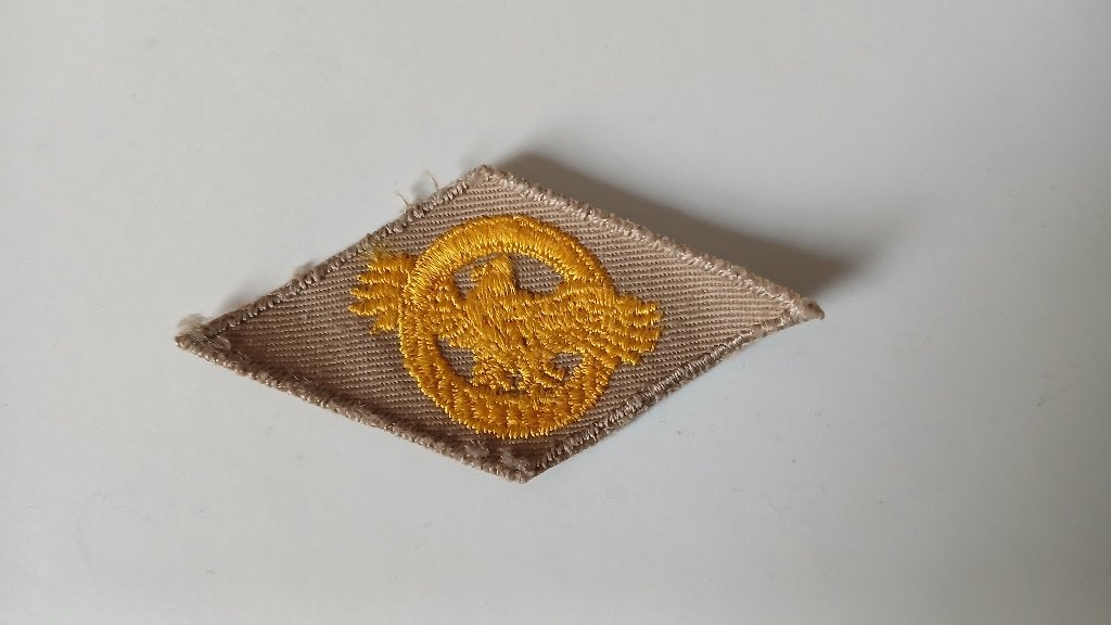 Vintage Militair Embleem - Gouden Adelaar op Bruine Ruit, Ophalen, Luchtmacht, Amerika, Embleem of Badge