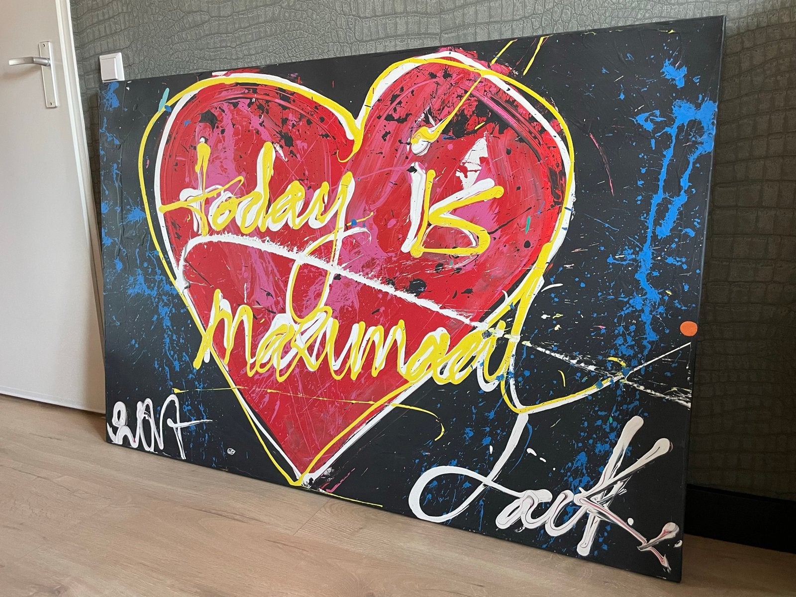 Jack Liemburg Jacksart - 'Today is Maximaal' 2017 150x100cm, Ophalen, Acrylverf, Overig onderwerp, Gesigneerd