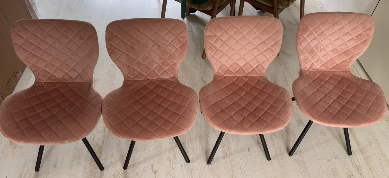 4x vlinderstoel Lucca - kwantum - oudroze velours, Ophalen, Overige kleuren, Vlindermodel, Stof