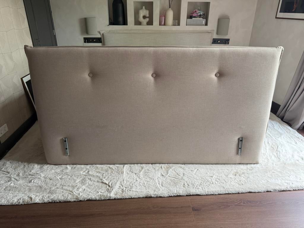 Hoofdbord voor boxspring beige Goossens, Ophalen, 200 cm of meer, 125 cm of meer, Zo goed als nieuw