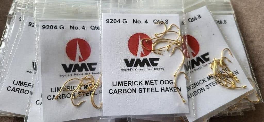VMC Limerick haken goud met oog no. 4 - 25x zakjes, Verzenden, Nieuw, Haak