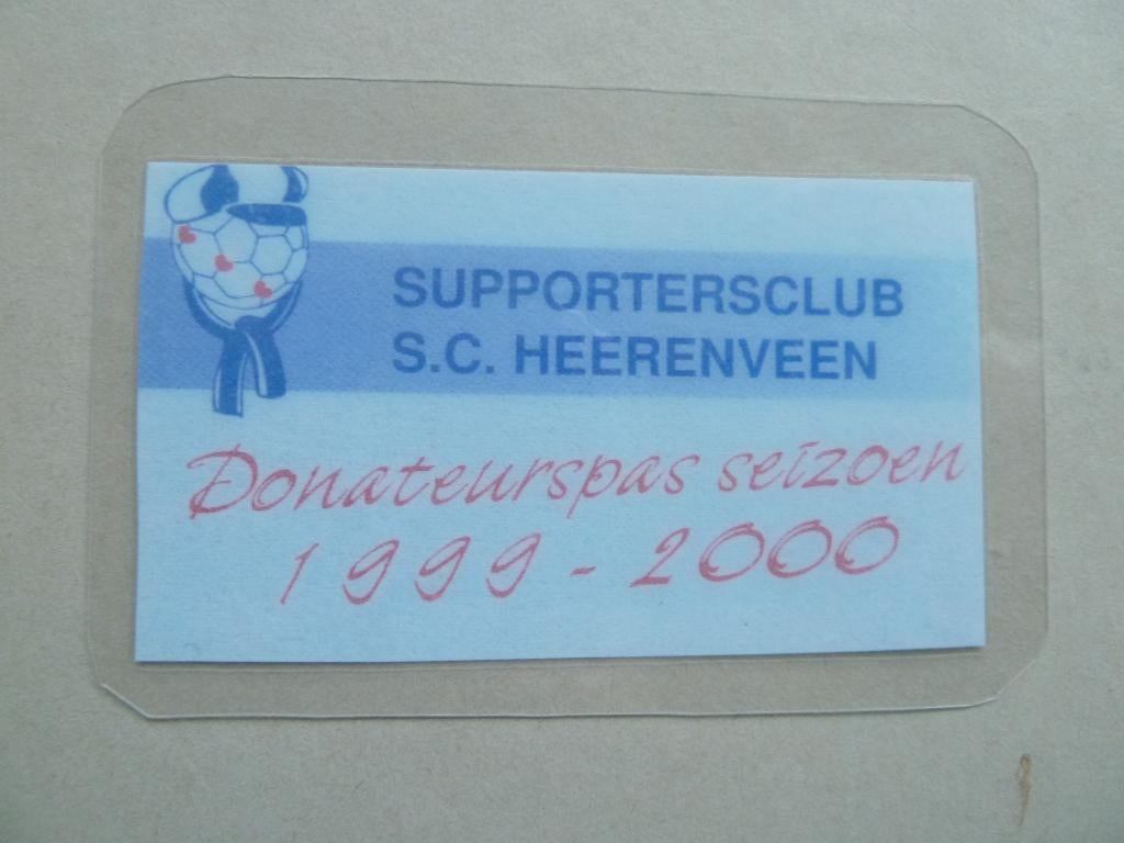 Donateurspas Sc Heerenveen. 1999/2000, Verzamelen, Sportartikelen en Voetbal, Ophalen of Verzenden, Zo goed als nieuw, Overige binnenlandse clubs