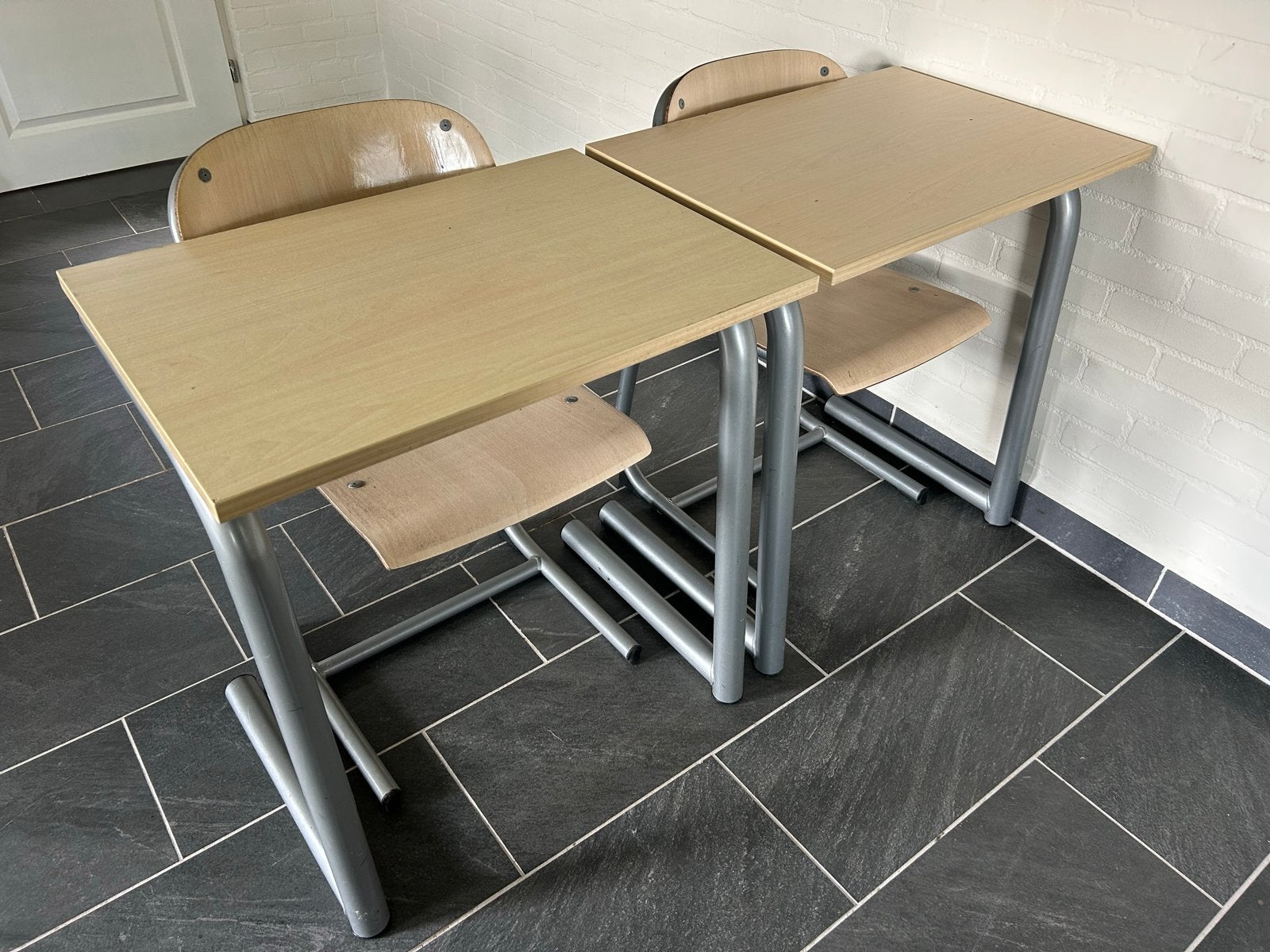 50x70 Schoolbureau met stoel, werkplek, kantoor, Ophalen, Gebruikt, Hout, Schoolbureau
