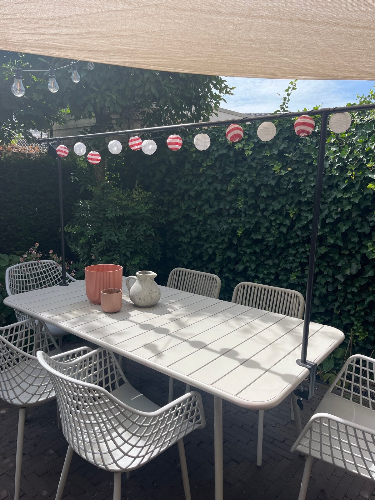 Moderne tuintafel met stoelen - perfect voor buiten, Tuin en Terras, Ophalen, Gebruikt, Rechthoekig, Kunststof