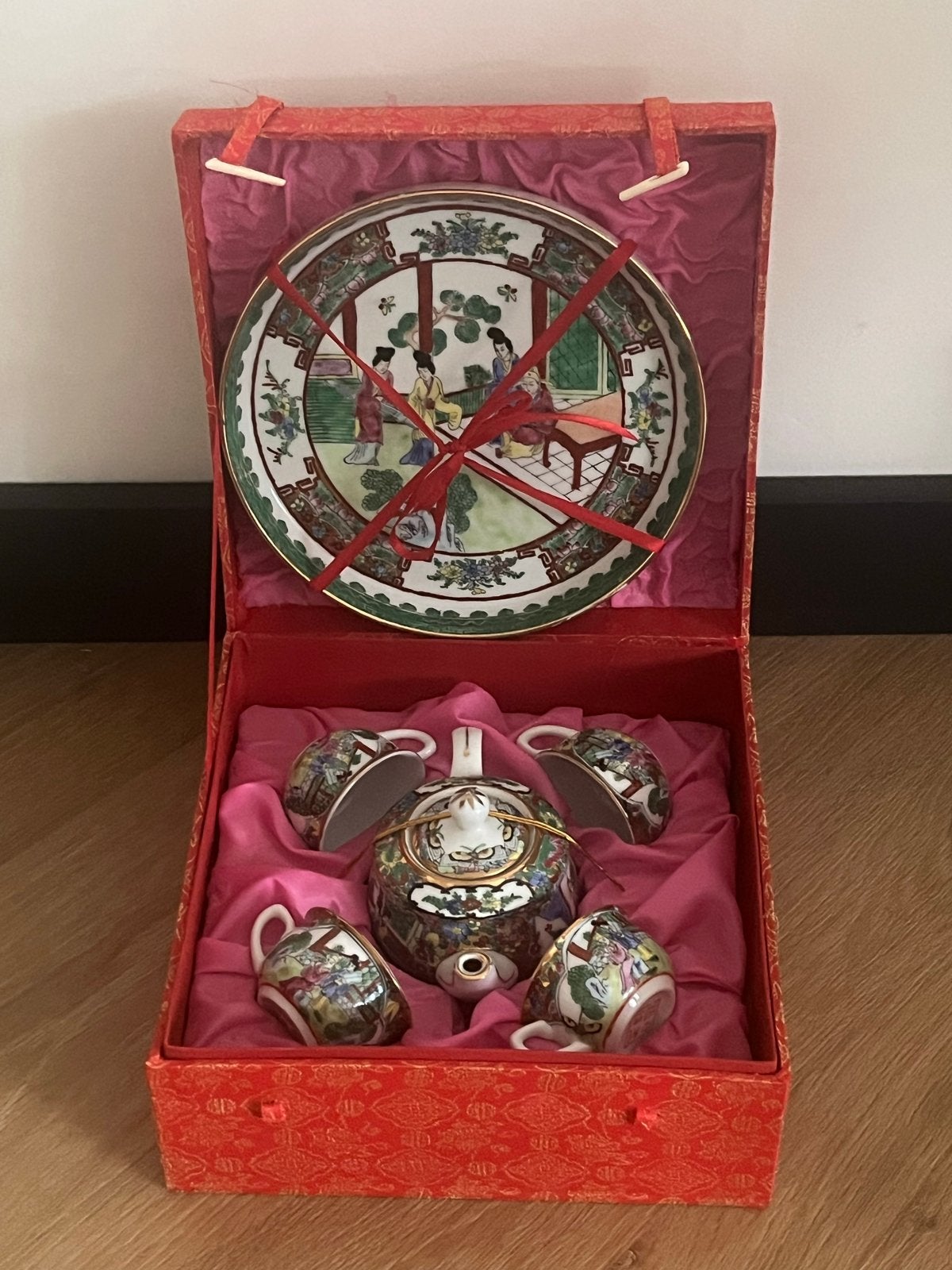 Vintage Chinees miniatuur theeservies handbeschilderd, Antiek en Kunst, Ophalen of Verzenden