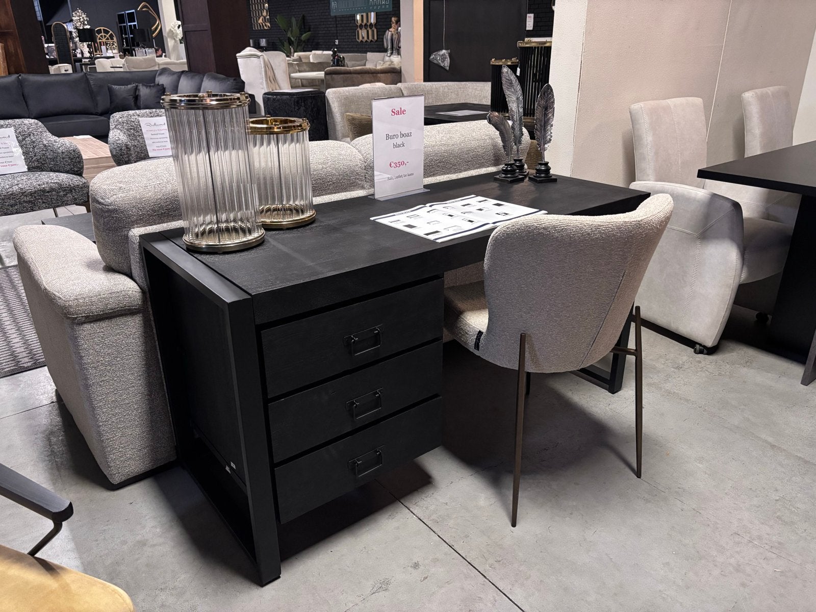 Buro Black Mangohout - Showroom Opruiming, Ophalen, Zwart, Zo goed als nieuw, Industrieel