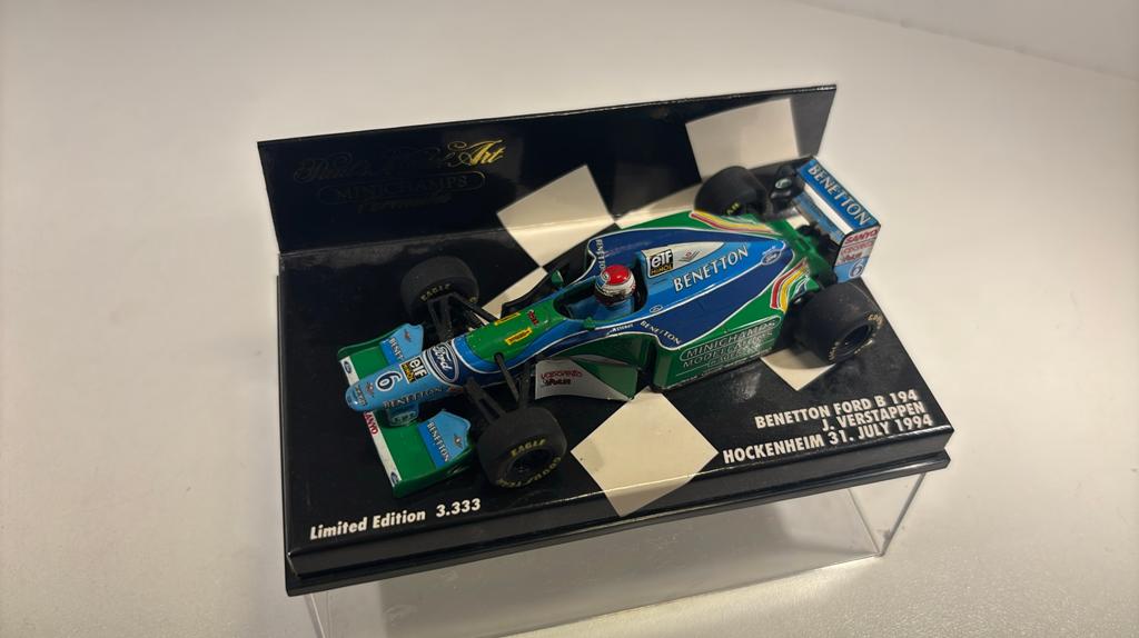 F1 Benetton ford b 194 j. Verstappen 1994 minichamps 1.43, Hobby en Vrije tijd, Modelauto's | 1:43, Auto, Ophalen of Verzenden