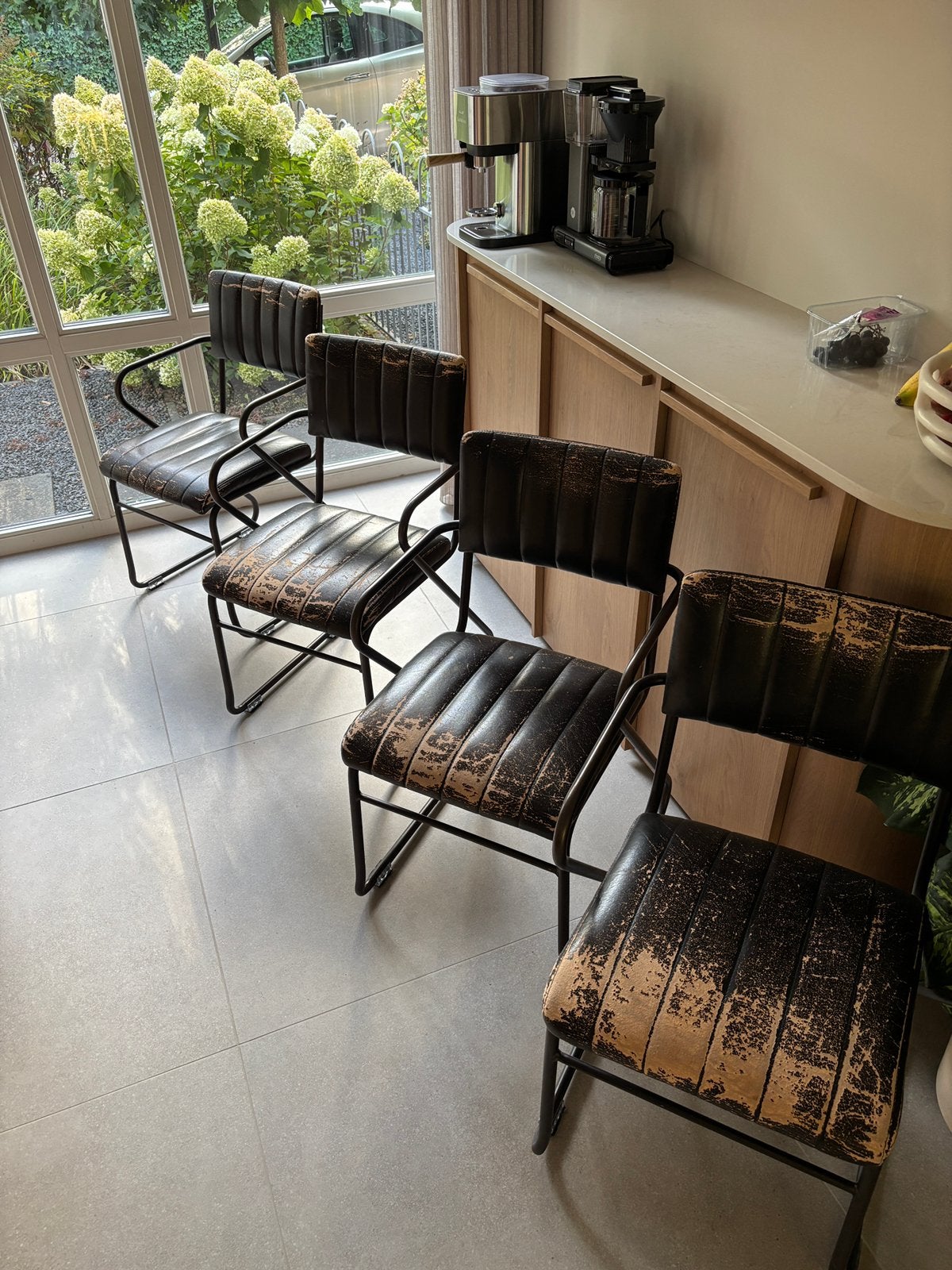 Leuke eettafel stoelen, Ophalen of Verzenden, Gebruikt, Industrieel, Vier