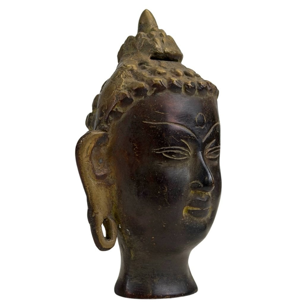 Boeddhahoofd – Thais brons – decoratief, Antiek en Kunst, Overige herkomsten, Ophalen of Verzenden, Beeld, Brons