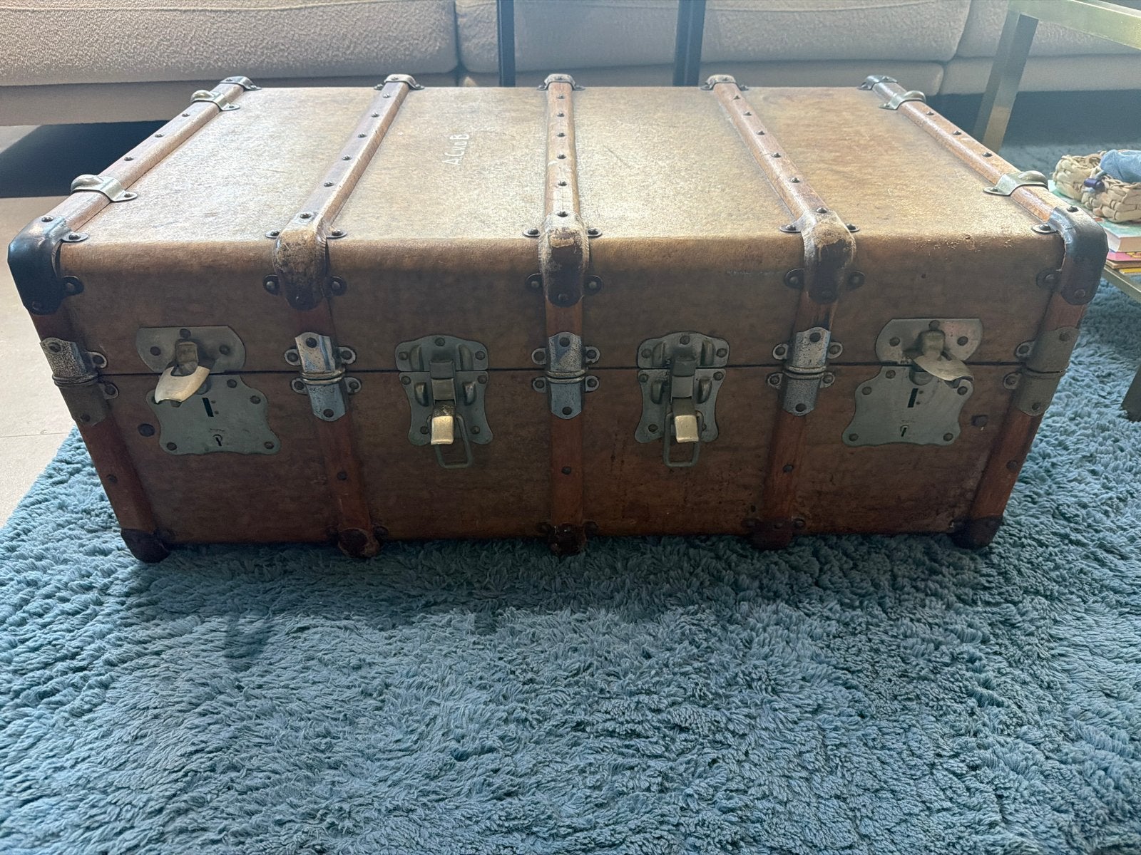 Foto 6 van Antieke houten koffer/kist - Vintage decoratie