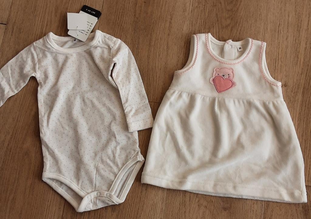 Jurkje met romper Gebroken wit met roze, Ophalen of Verzenden, Nieuw, Zeeman, Meisje