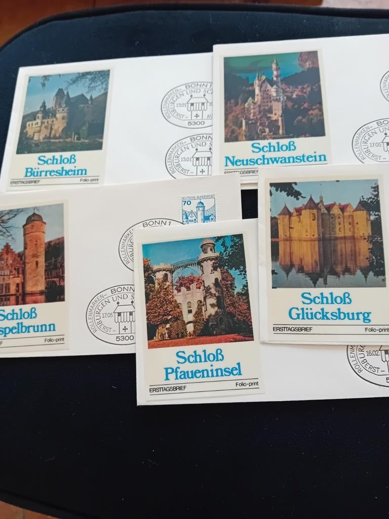 5 Schloss postzegel enveloppen., Ophalen of Verzenden, Nederland