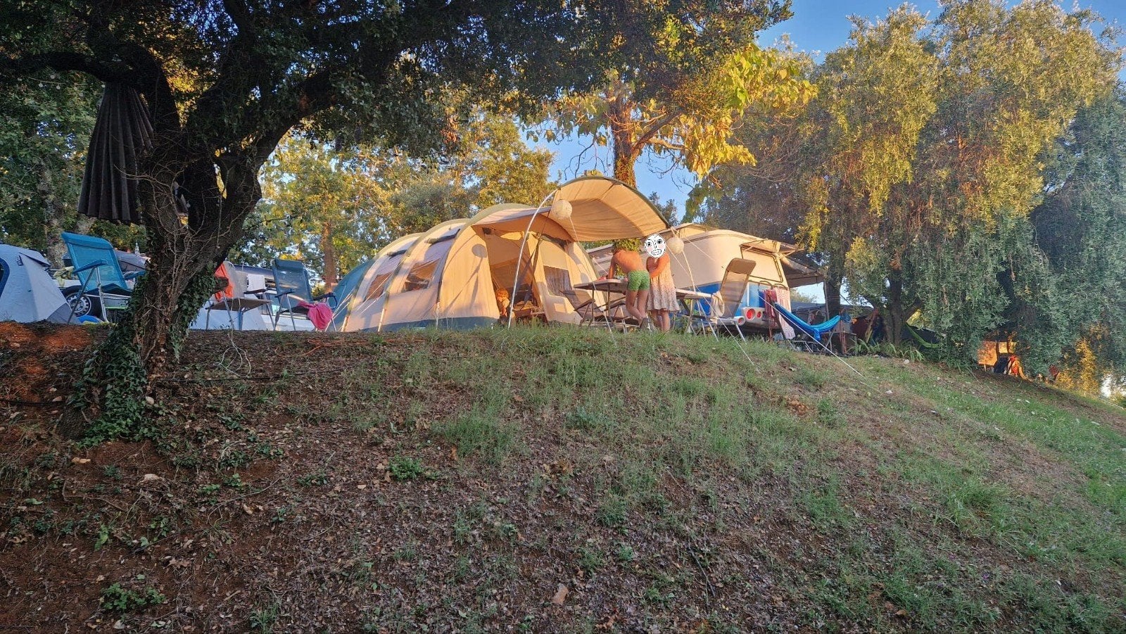 Obelink 4 persoons tunneltent - Katoen/polyester, Caravans en Kamperen, Ophalen, Gebruikt, Tot en met 4