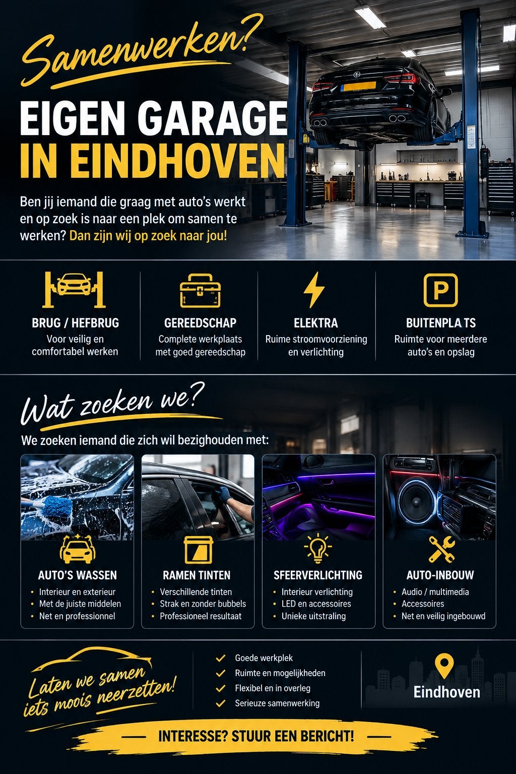Samenwerking gezocht voor garage in Eindhoven, Vacatures, 33 - 40 uur, Overige vormen