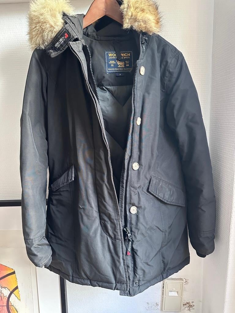 Woolrich Zwarte Parka Jas Maat 36 – Dames Winterjas, Verzenden, Zwart, Zo goed als nieuw, Woolrich