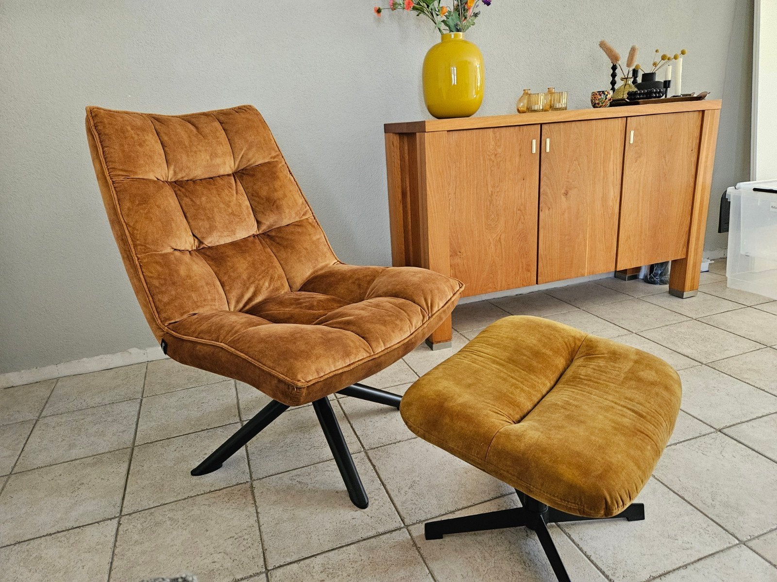 Draaifauteuil Loods 5 okergeel met voetenbank, Ophalen of Verzenden