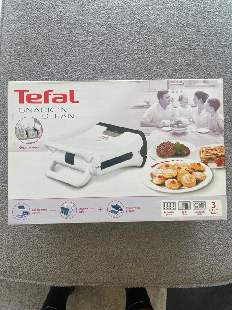 Tefal Snack N Clean 3 in 1 tosti apparaat, Ophalen of Verzenden, Uitneembare platen, Nieuw