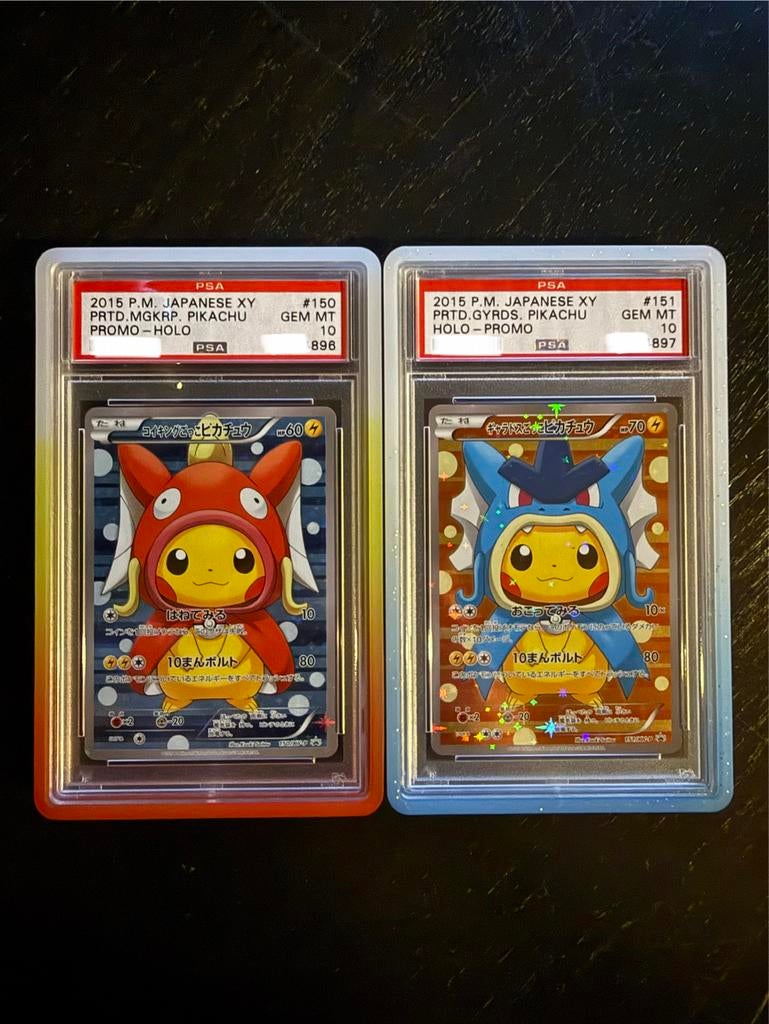 Poncho Pikachu Magikarp & Gyarados PSA 10 - Sequential, Ophalen of Verzenden, Zo goed als nieuw, Meerdere kaarten, Foil