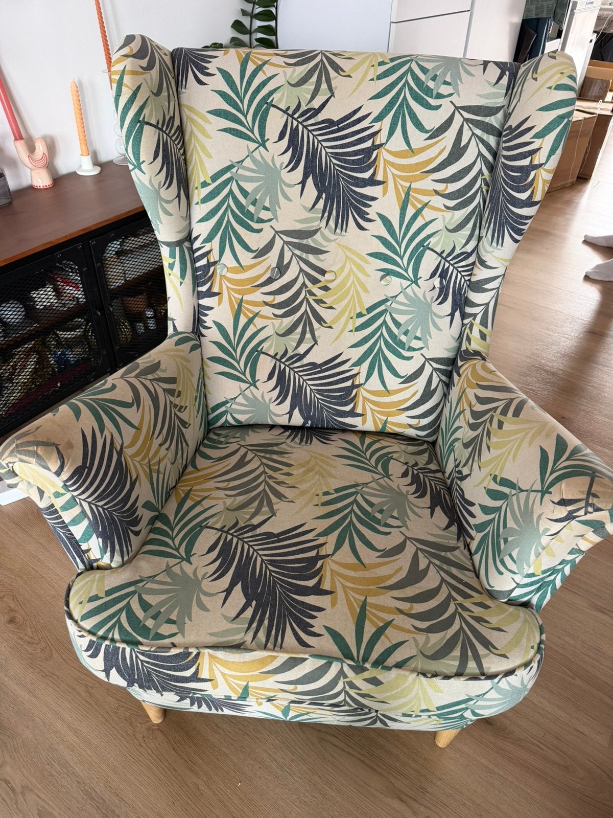 IKEA STRANDMON Armchair – Gillhov Multicolour, Ophalen, Minder dan 75 cm, Zo goed als nieuw, 75 tot 100 cm