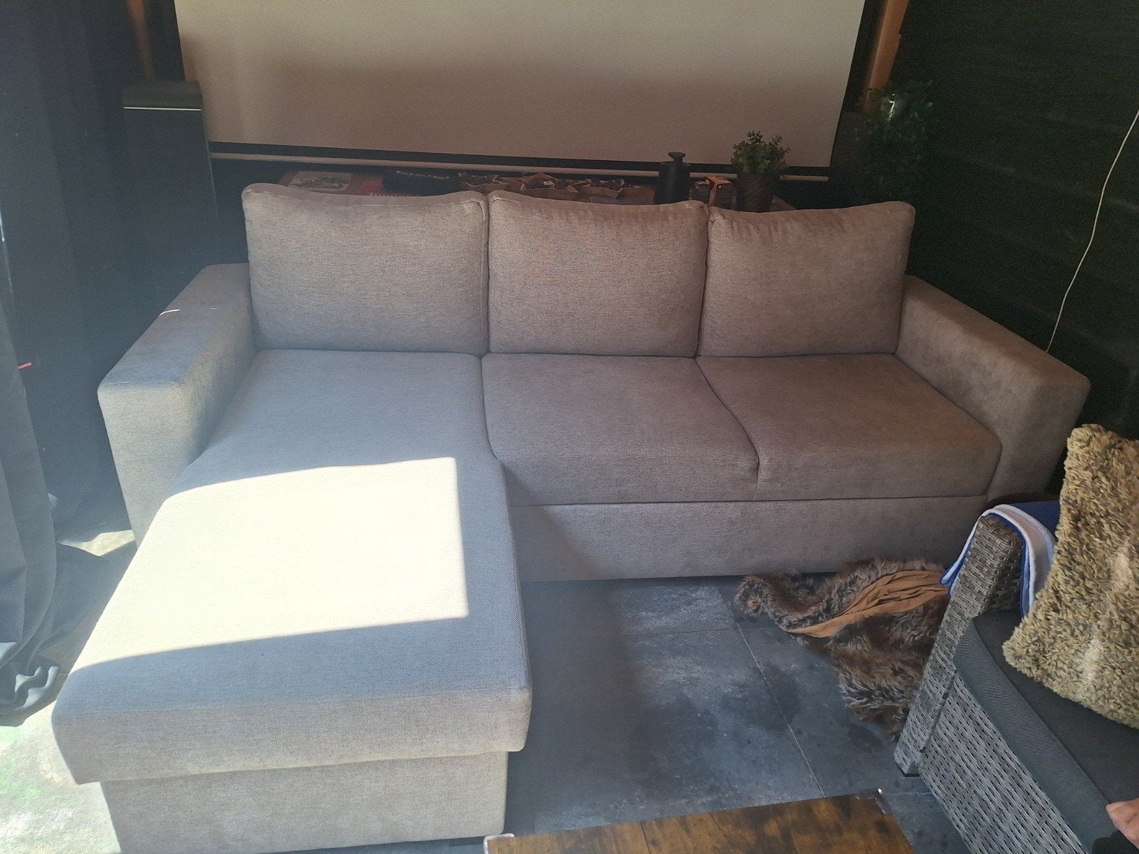 hoekbank met opbergruimte, Ophalen, Modern, Comfortabel, 75 tot 100 cm, Zo goed als nieuw