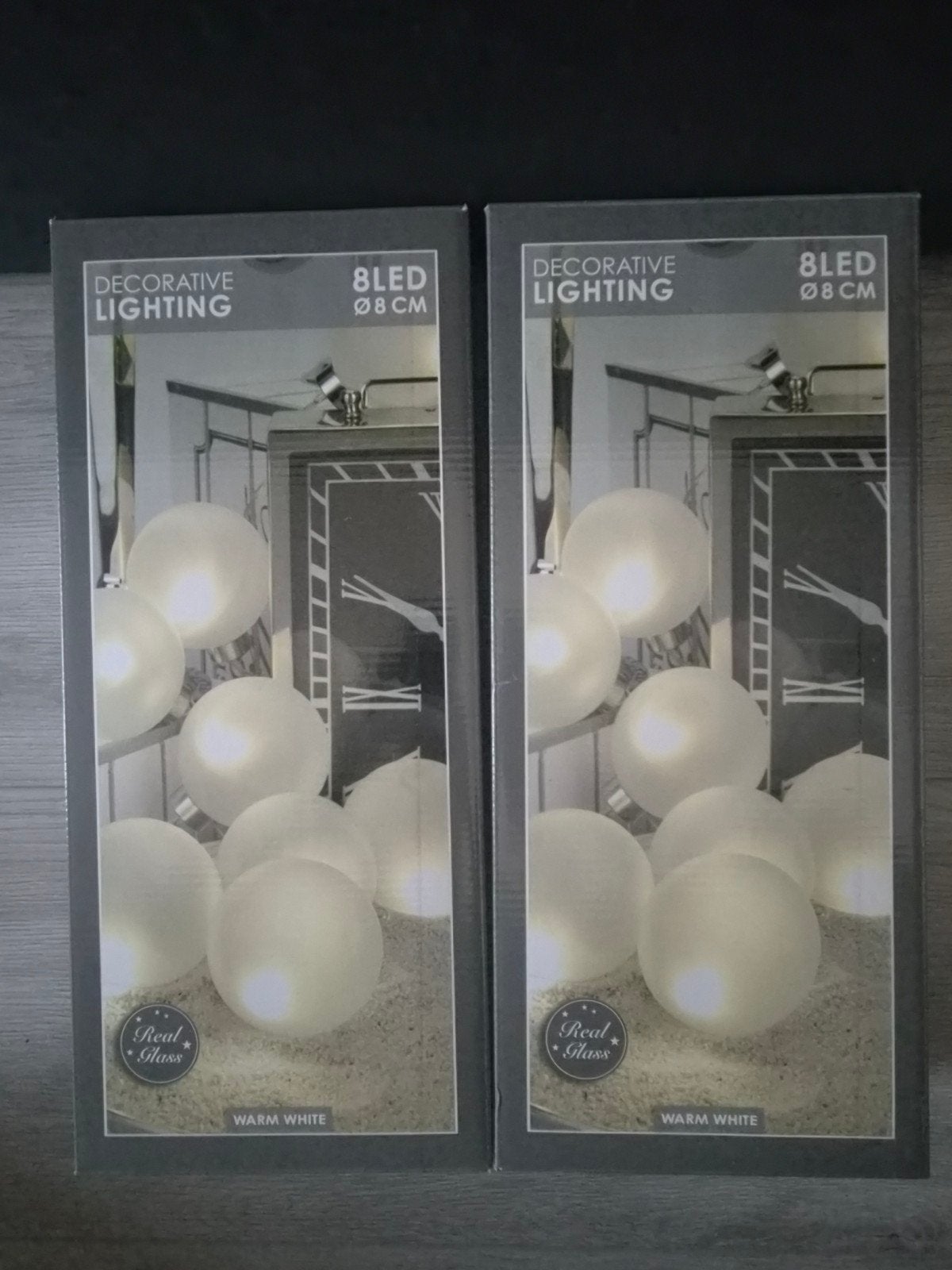 2x decoratieve LED verlichting met glazen bollen - Warm Wit, Wit, Overige merken, Nieuw, Overige fittingen