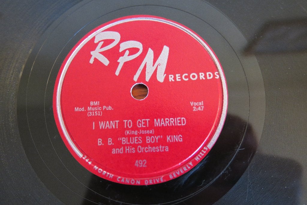 B. B. King I Want To Get Married 78rpm 78 toeren wurlitzer, Gebruikt, 10 inch, Ophalen of Verzenden, Blues