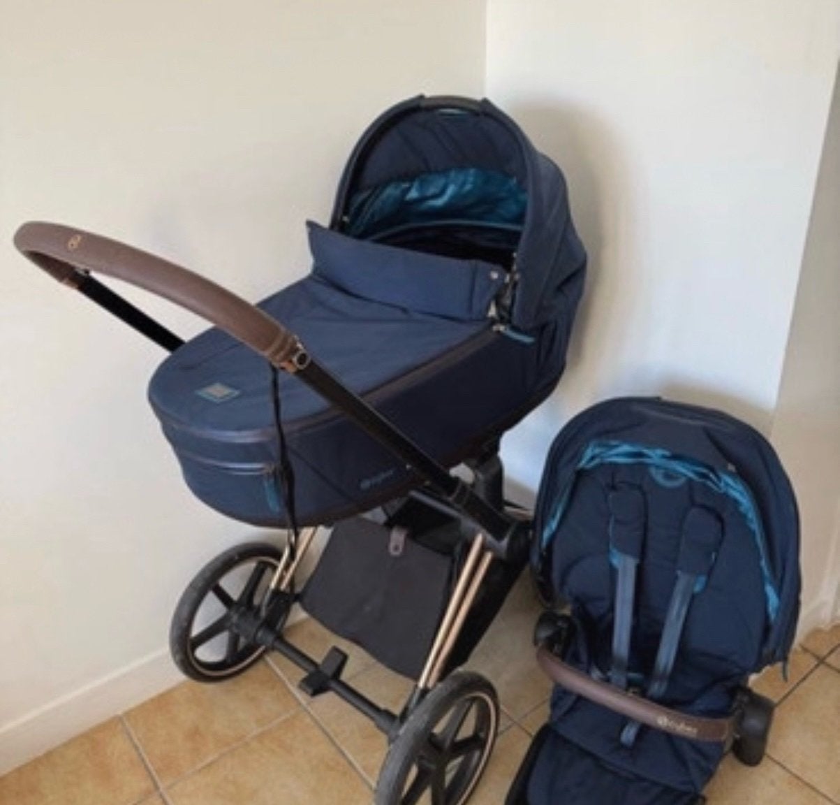 Cybex priam rose gold + marine blauw, Ophalen of Verzenden, Zo goed als nieuw, Overige merken