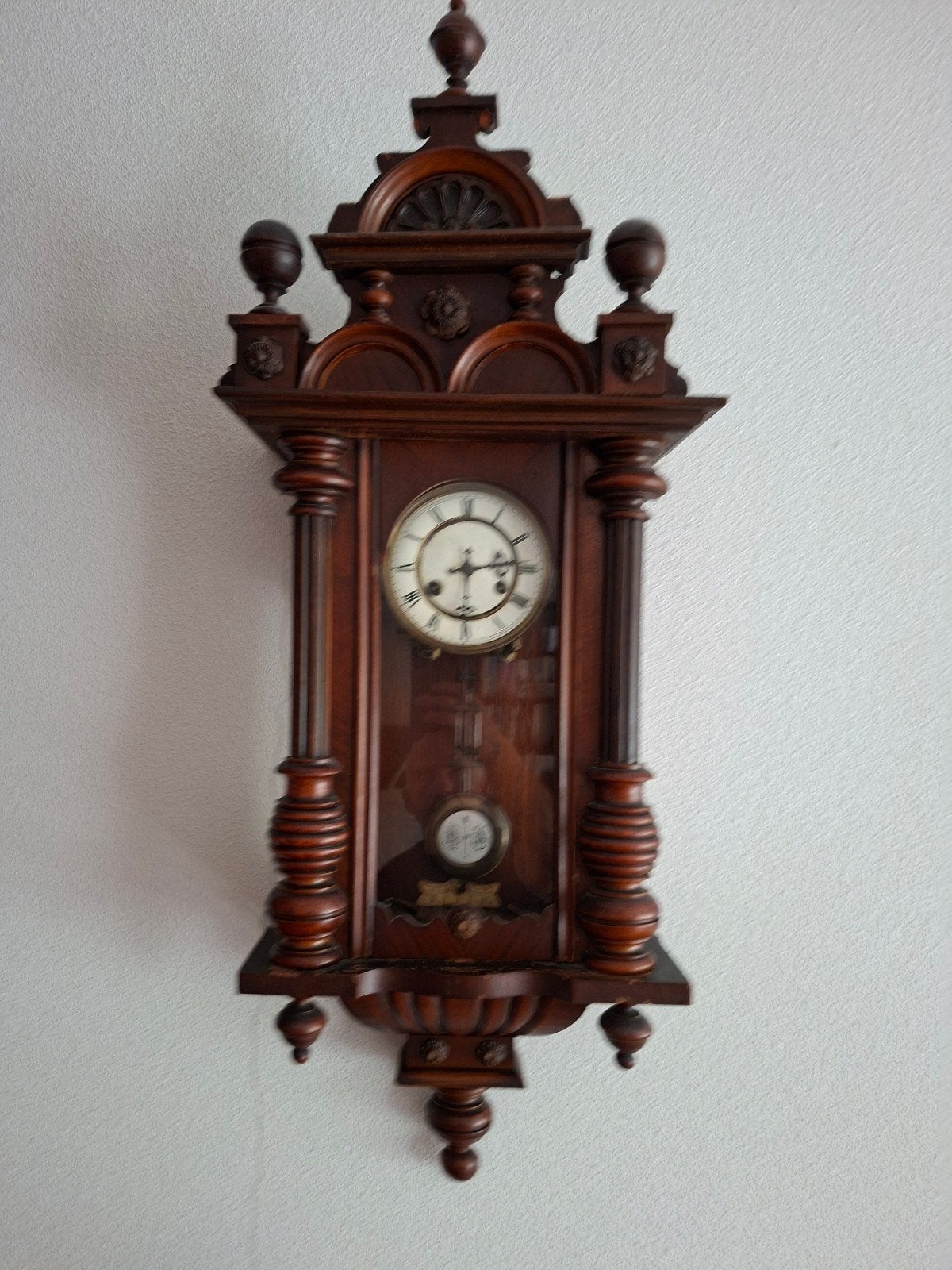 Antieke Regulateur Wandklok - Prachtig Houten Design, Antiek en Kunst, Antiek | Klokken, Ophalen of Verzenden