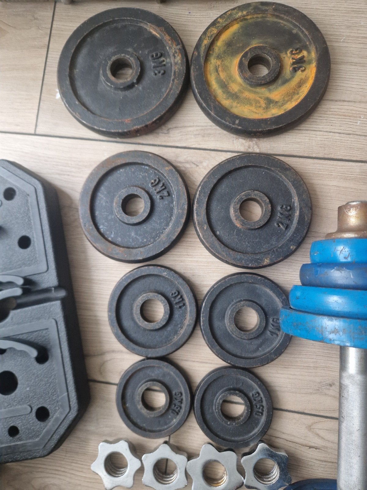 Diverse fitnessapparatuur: halters, gewichten en meer, Ophalen of Verzenden, Gebruikt, Benen, Halterset