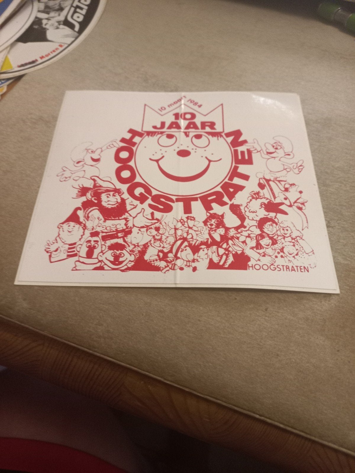Vintage Hoogstraten 10 Jaar Sticker 1984, Ophalen of Verzenden, Gebruikt, Overige typen