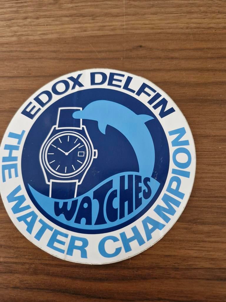 6681  Edox Delfin Horloges Sticker - The Water Champion, Ophalen of Verzenden, Gebruikt, Merk