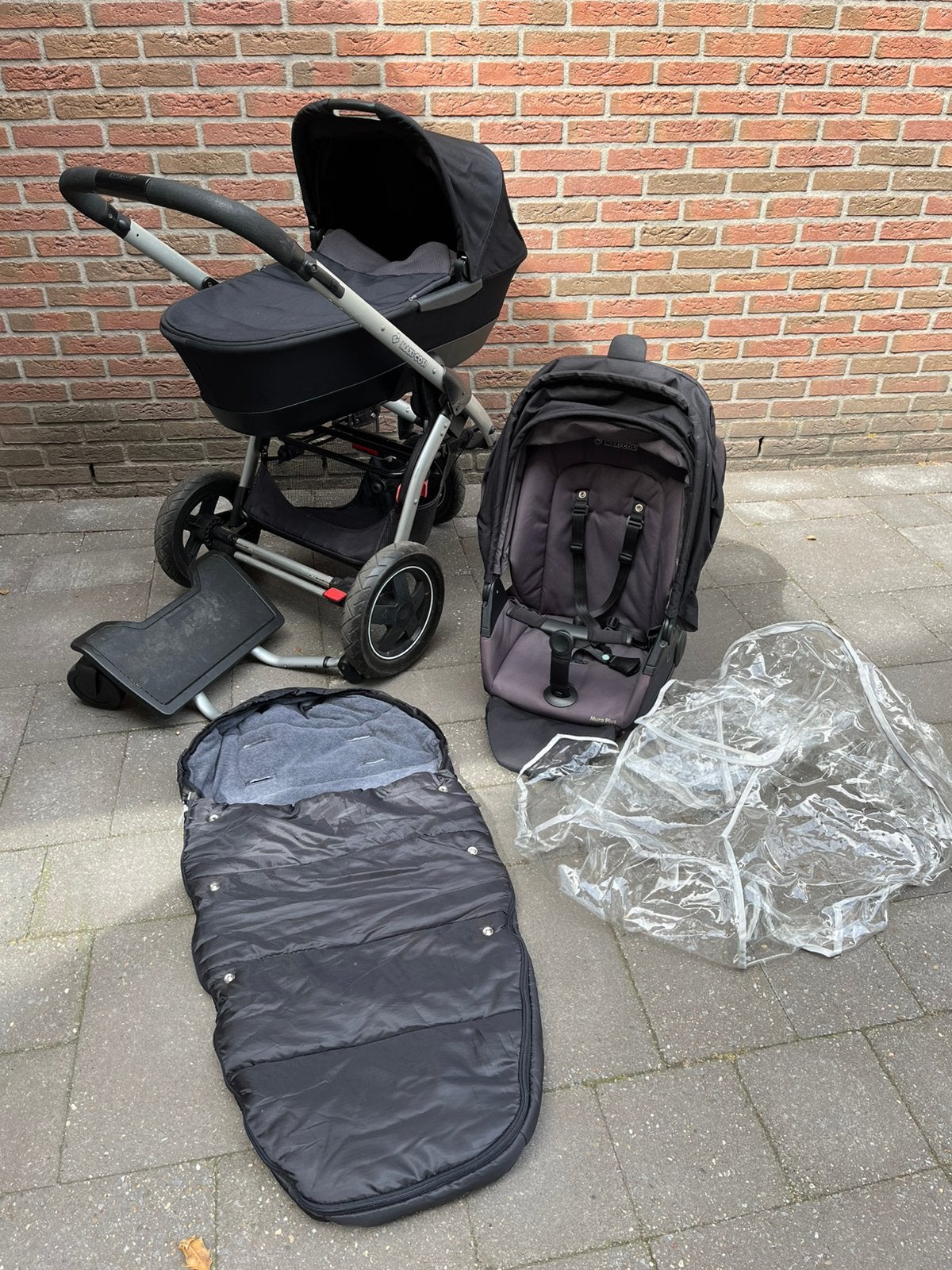 Kinderwagen Maxi Cosi Mura Plus zwart, Ophalen, Gebruikt, Combiwagen, Met reiswieg