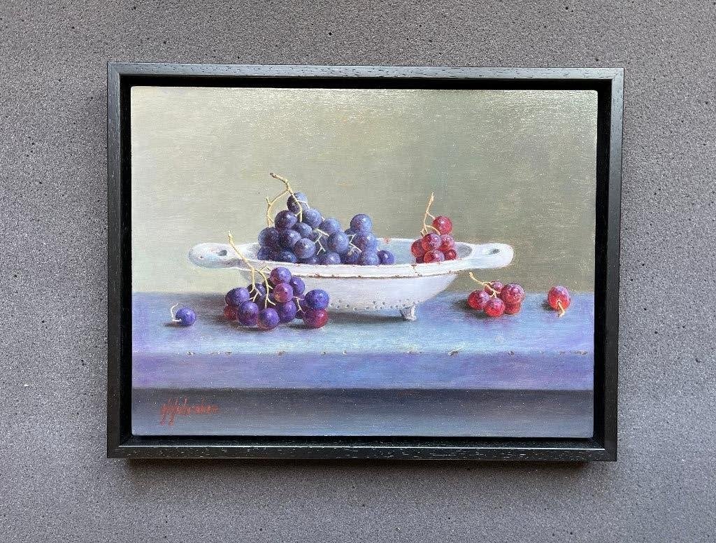 Schilderij druiven in een schaal. Hans Habraken.